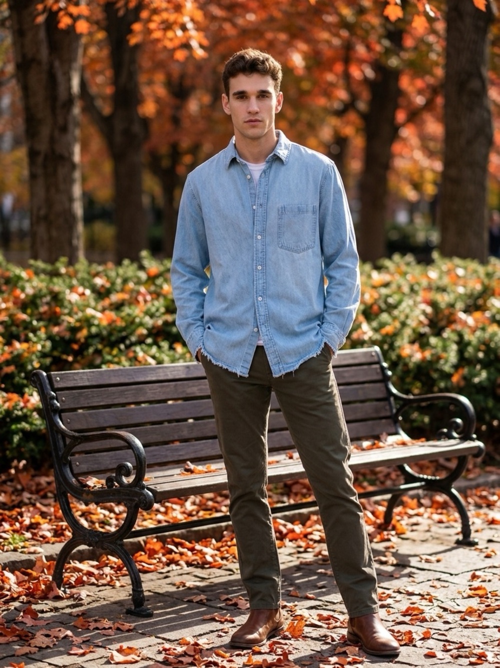 Men's vintage look, Jean shirt